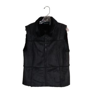 Relativity Stylish Faux Suede Faux Fur Black Vest XL EUC